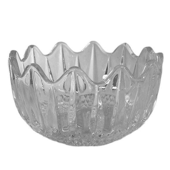 Vintage 25% Lead Crystal Bowl Clear Cut Glass Scalloped Edges - Japan - Picture 2 of 6
